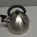 Primula Stewart Whistling Stovetop Tea Kettle Food Grade Stainless Steel, Hot Water Fast to Boil, Cool Touch Folding, 1.5-Quart, Brushed with Black Handle