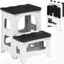 2 Step Stool Foldable, Non-Slip Steps, Folding Step Stool for Adults & Kids, Plastic Stool Pool Ladder, Collapsible Stools 2 Step Ladder for Kitchen Toilet Bedroom Office RV, Holds 330 lbs (White)