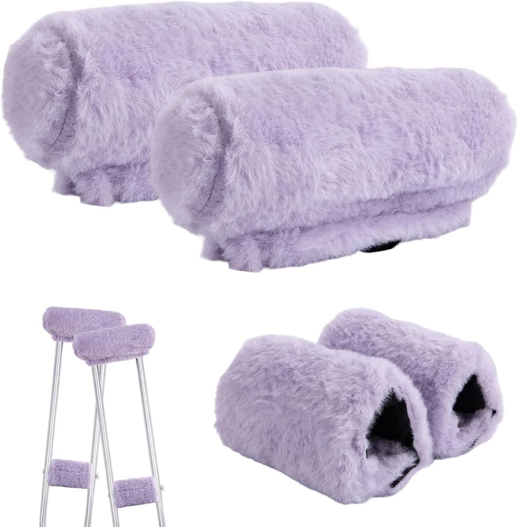 Crutches Padding Universal Crutch Pads for Armpits and Hand Grips, Fluffy Crutches Padding, Ultra-Soft Breathable Crutch Pads, Underarm Crutch Covers Sets, Accessories for Crutches Pads for Armpits (Purple)