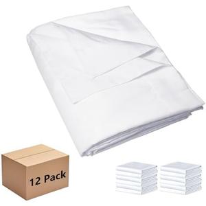 Bulk Twin Flat Sheets Only, White 10 Pack Quick Sort Top Bed Sheet, Color-Coded Hem Threads, Wrinkle-Free Shrinkage Durable Microfiber Hotel Motel Airb&bs Essentials for Hosts, 66"x96"