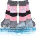 KOOLTAIL Non Slip Dog Socks to Prevent Licking Paws for Hardwood Floors, Dog Boots Shoes for Hot/Cold Pavement with Grippers Traction Control, Waterproof Paw Protector for Small Medium Large Dogs, L