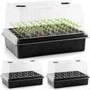 Heavy Duty Seed Starter Trays with 5'' Tall Humidity Domes & 2.75'' Deep Cells – 3-Pack (162 Cells Total) Reusable Plant Germination Kit, Durable Plastic Seedling Trays for Herbs, Vegetables