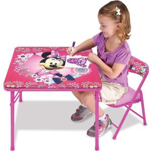 Minnie Mouse Table & Chair Set for Toddlers 24-48M, Includes 1 Table & 1 Chair Table: 20"L x 20"W x 16.4"H, Chair: 12"L x 11.6"W x 17"H - Weight Limit: 70 lbs