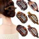AWAYTR Flat Hair Clips For Women Lay Flat Claw Clip for Hair 6Pcs Large Hair Claw Clips for Driving Yoga (Leopard Series)