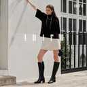 IDIFU IN3 Knee High Boots for Women Square Toe GoGo Chunky High Heeled Tall Long Fall Boot with Side Zipper Dress Comfortable Fashion Pull On Small Thick Heel Boots (Black)