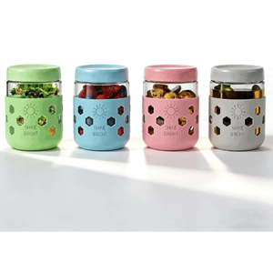 4 Pack Overnight Oats Containers with Lids  Thickened Glass 16 oz Mason Jars with Silicone Sleeves, Wide Mouth Airtight LeakProof Chia Seed Pudding Meal Prep Jars for Yogurt Parfait Snacks