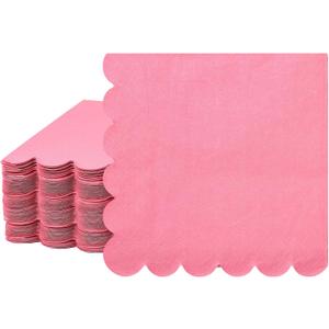 Fuutreo 100 Pcs Scalloped Cocktail Napkins Thick Paper Disposable Party Napkins Beverage Tissue for Wedding Dinner Birthday Supplies, 5 x 5 Inches(Rose Red) (Rose Red)
