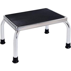 Vaunn Medical Foot Step Stool 350lbs Heavy-Duty Welded Steel Legs, Fully Welded Single Construction Frame, Anti-Skid Rubber Platform (Chrome Without Handle)