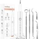 Plaque Remover for Teeth, Electric Tooth Cleaner Tartar Remover for Teeth with LED Light,4 Modes Rechargeable Teeth Cleaning Kit with Dental Tools, 2 Replaceable Heads (White A)