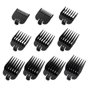 Clipper Guards Set Compatible with Wahl Clippers (Not for All Models), Clipper Guides Replacement - 1/16" to 1", 10 Piece Set, Black Color