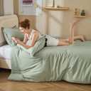 Litanika Twin XL Comforter Set Sage Green, 2 Pieces Comforter Sets Soft Down Alternative Comforter All Season Quilt Blanket (66x90In Comforter & 1 Pillowcase)