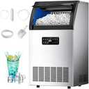 EUHOMY Commercial Ice Maker,105lbs/24H,Stainless Steel Under Counter Ice Machine with Water Filter,33lbs Storage Capacity, 45 Cubes in 8-12 Mins, Freestanding Ice Machine for Home/Bar/Cafe/Restaurant