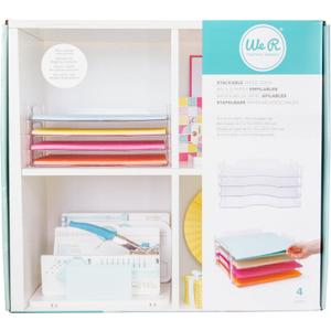 We R Memory Keepers, 12x12 Inch 4-Pack Stackable Trays, for Storing Paper, Letters, Scrapbooking Tools, and More, Organization System, Easy Assembly and Storage
