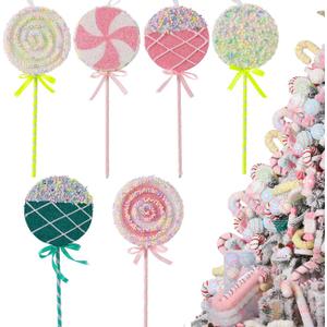 LANGXUN 6pcs Lollipop Candy Land 2025 Xmas Birthday Party Wedding Suppiles Decoration, Hanging Candy Cane Christmas Tree Dcor, Christmas Decorative Hanging Ornaments Crafts