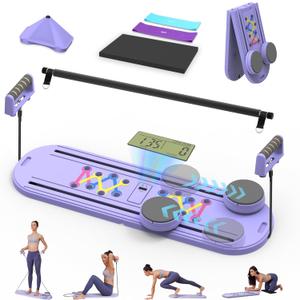 Pilates Board,7 in 1 Multifunctional Pilates Reformer Machine with Battery, Portable and Foldable Pilates Board Unisex Pilates Core Workout Equipment for Home Office Use