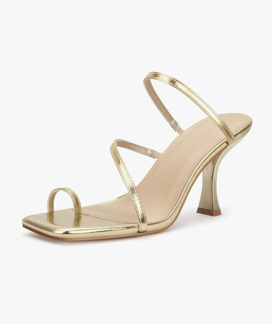 Carcuume Women's Square Toe Heeled Sandals Strappy Kitten Heels, size 10