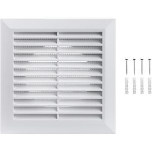 4 Inch Fit - White Plastic Vent Cover - Exhaust Dryer Vent Cover - Built-in Protection Screen and Screws Included - Outside Dimensions: 6.7 x 6.7 Inches