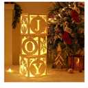 Light Up Christmas Decorations Indoor - 3pcs White Hollow-Out Paper Joy Boxes with Warm Light String, Holiday Fireplace Christmas Decorations for Home