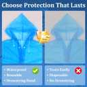 Rain Ponchos for Adults Reusable (2 Pack), Waterproof EVA Raincoats with Hood & Drawstring for Women & Men, Blue