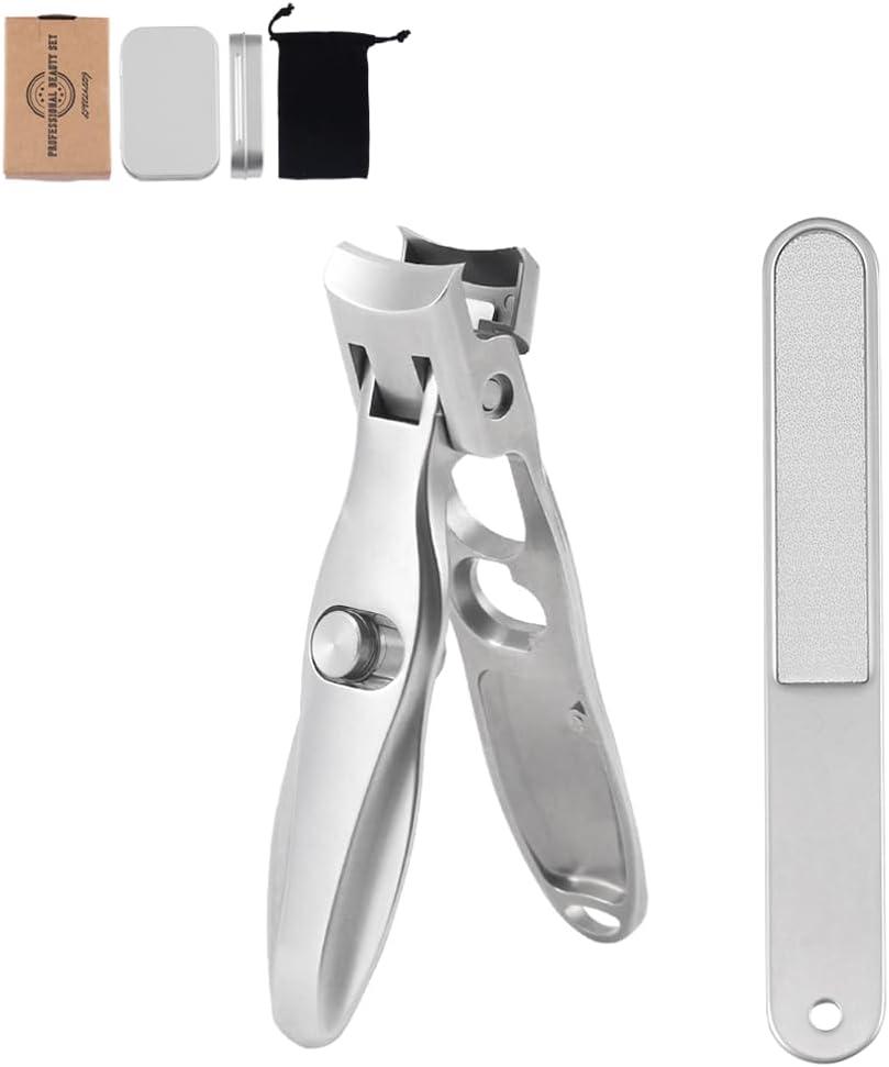 Toenail Nail Clippers for Thick Nails for Seniors, Professional Heavy Duty Edgy Nail Clippers for Men, Large Wide Jaw Opening Fingernail Clipper Cutters with Catcher for Women