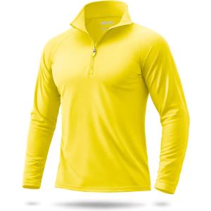 2 x Boladeci Men's UPF 50+ Sun Shirts 1/4 Zip Long Sleeve SPF UV Protection Lightweight Quick Dry Quarter Zip Golf Shirts (Yellow, XL)