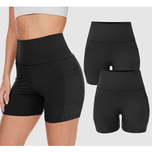2 Pack High Waisted Biker Shorts for Women – 3"/ 5"/ 8" Black Workout Yoga Compression Novelty Shorts for Running L - XL