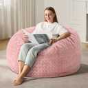 3ft Bean Bag Chairs for Adults Large Beanbag Chair with Chevron Plush Fur Cover Big Bean Bag Chair for Living Room Bedroom Dorm (Pink) (3FT - 36 x 36 x 22)