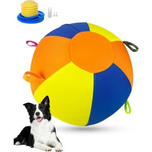 Herding Ball for Dogs, 22'' Dog Traing Balls with Straps for Australian Shepherd, Border Collie, Cattle Dog, Large Breed Outdoor Play (Multicolor)