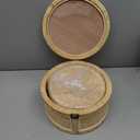 2PCS Rattan Storage Boxes with Lids Wooden Frame Decorative Natural Rattan Round Baskets Set Handmade Woven Wicker Keepsake Memory Jewelry Box Bin Boho Cane Desktop Organizer Container