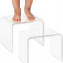 Acrylic Kids' Step Stool Small Footstool for Bathroom, Kitchen & Bedroom, 12.5x9.7x9, Holds 200lbs, Multi-Use as Toilet Stool, shower/water-resistant stool, seating and placing items (Clear-2pcs)