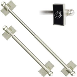 TidyFriend Magnetic Towel Holder for Refrigerator - 2 Pack Adjustable Towel Holder, Magnetic Towel Bar for Fridge, Kitchen Stove, Oven, Dishwasher, Sink Laundry Washing Machine (Classic Silver) (2 Pack, Classic Silver)