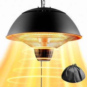 Electric Outdoor Heater, 1500W Hanging Ceiling Mounted Infrared Patio Heater for Outdoor Use, Waterproof Electric Heater for Porch, Balcony, Garage, Adjustable Height, Black