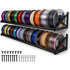 2 Pcs [LARGE] 3D Printer Filament Storage Rack, Filament Rack Wall Mount, 3D Filament Storage Shelf, Filament Spool Holder for 3D Printer Rolls, Heavy Duty Metal Organizer for Printing Studio