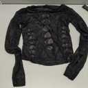 SHENHE Women's Rave Top Mesh Long Sleeve Tops Cutout Going Out See Through Shirts Sexy Sheer Shirt (Medium, Black)