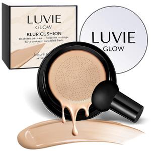 Ideal for Light/Medium Complexions-Hush Makeup Foundation, Mushroom Head Air Cushion CC Cream - BB Cream Foundation for Older Women (Natural color)