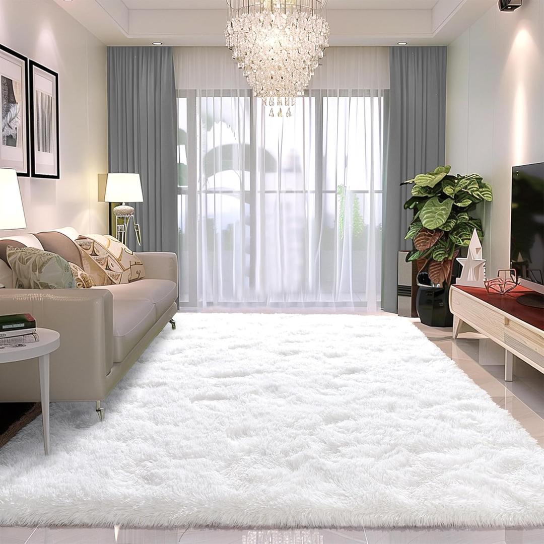 8x10 Carpet Fluffy Rug for Living Room - Large Nursery Thicked Fuzzy Plush Rug for Bedroom 8x10 Area Rugs White