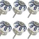 uxcell 6 Packs Ceramic Knobs, Pumpkin Ceramic Cabinet Drawer Knobs Retro Decorative Dresser Pulls Handle with Screw for Closet Drawer Cupboard Wardrobe, Willow Flower