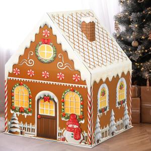 Giant Cardboard Gingerbread House Stand up Christmas Gingerbread Playhouse Holiday Sweets House Decor Cardboard Craft Activity for Xmas Families 40.5 x 32 x 26.5