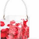 Flower Girl Basket,Wedding Basket,Petals basket with ribbon,Acrylic Flower Holder for Confetti (plastic)