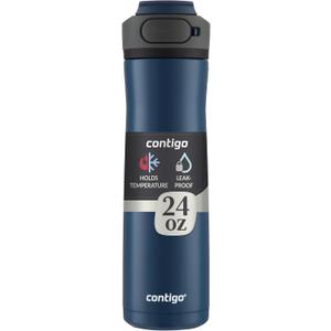 Contigo Cortland Chill 2.0 Blueberry Stainless Steel Water Bottle Vacuum-Insulated Spill-Proof Lid 24oz Ideal for Hot or Cold Drinks Interchangeable Lid Perfect for Kids & Adults (24oz (Single Pack))