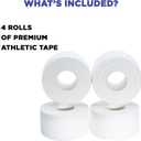(4-Pack) Athletic Tape | Easy Tear | Strong | Medical Wrap | Support | Zinc Oxide | 1.5 inch x 33 ft