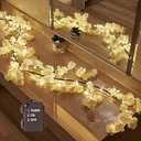 Hairui Cherry Blossom 96 LED Fairy Lights 6FT Garland, White, Battery Operated with Timer for Indoor/ Outdoor Decor