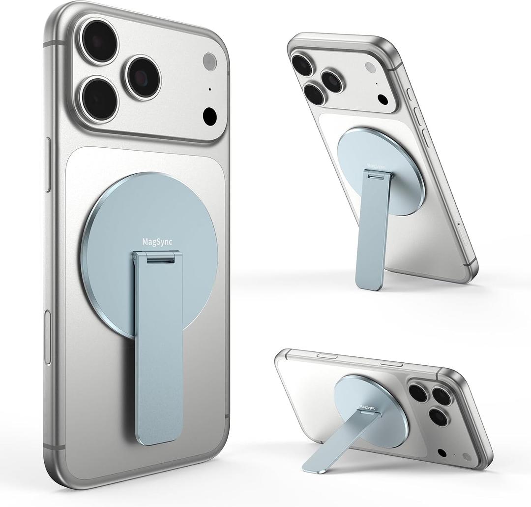 2 x Magnetic Phone Grip with Kickstand, 3-in-1 Ultra-Slim Stand, Blue