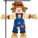 Fall Scarecrow Garden Flag Outdoor Decorations for Outside Double-Sided Printed, Yard Flags House Banner Yard Sign Autumn Winter Thanksgiving Seasonal Decoration 27x 24 Inch