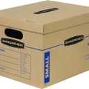 Bankers Box Small Classic Moving Box 5 Pack, Reinforced Handles, Tape-Free Assembly, Box with Lid, 15-in x 12-in x 10-in (7714902)