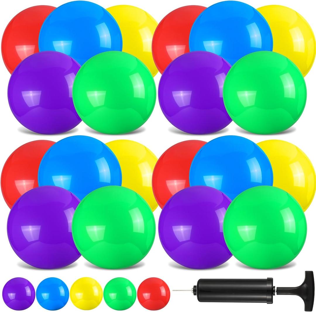 Vinsot 25 Pcs Fun Bouncy Balls 13 Inch Marbleized Bouncing Balls Rubber Inflatable Ball Large Sensory Ball with Pump for Beach Backyard Park Indoor Outdoor Party Favors