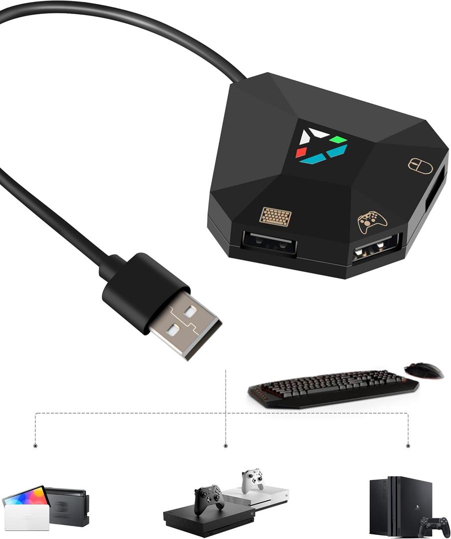 Joso Keyboard and Mouse Adapter for Nintendo Switch, Switch Keyboard Adapter for Playing Fortnite, Apex, FPS, RTS, Plug and Play Mouse Converter for Xbox One/PS4 Support Custom Key Mapping