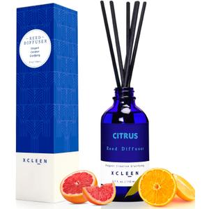 Citrus Scented Reed Diffuser, Orange, Lime & Lemon Oil Reed Diffuser, Real Citrus! Holiday Home Fragrance for Bathroom Office Decor (3.7 Ounce)