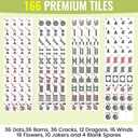 American Mahjong Tile Set,166 White Tiles Mahjong Set,4 Colors Mahjong Racks,Travel Mahjong Set with Blue Carrying Bag