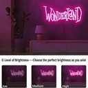 Wonderland Neon Signs Alice In Wonderland Neon Light for Wall Art Decor, Dimmable Pink LED Neon Lights for Bedroom Theme Hotel Bar Decorations Halloween Christmas Kids Gifts 7 * 16 IN